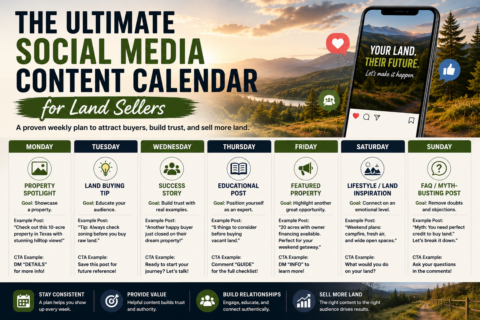 The Ultimate Social Media Content Calendar for Land Sellers